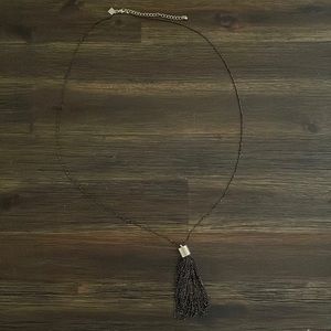 Towne & Reese Black/Gold Tale Tassel Pendant Necklace
